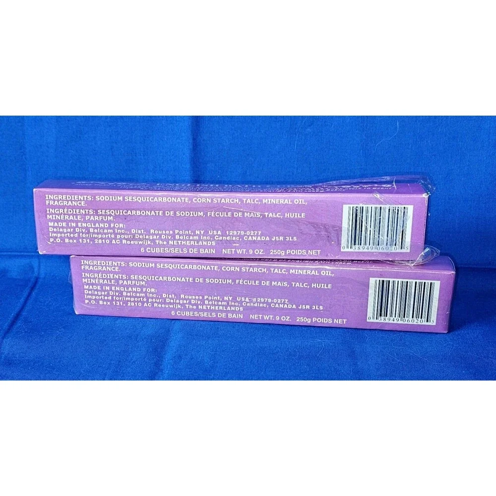2 NEW Vintage Delagar English Bath Cubes England Plumeria Violet Freesia NOS